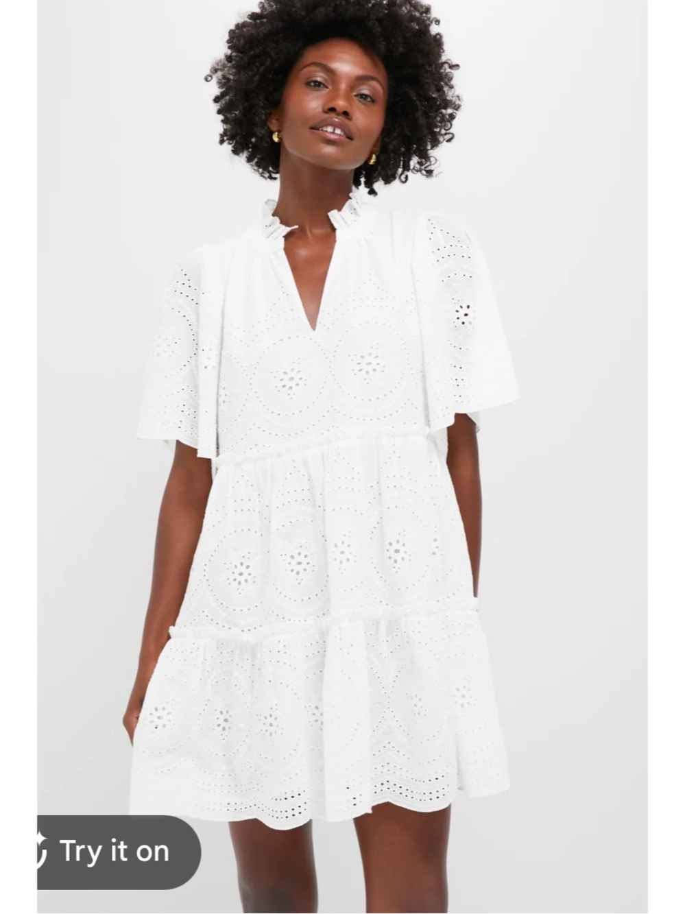 White Eyelet Tiered Mini Dress - Elegant Summer Style